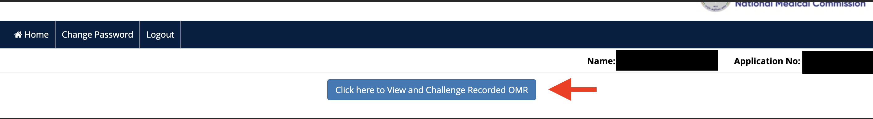 Screenshot showing where to click to view and challenge recorded OMR